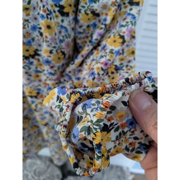Pleione Anthropologie Women M Multicolor Floral Smocked Boho Blouse Cottagecore - Picture 6 of 14
